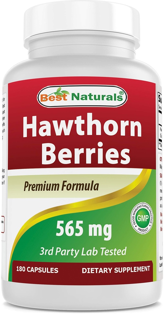 최고의 자연 호손 베리 565 mg 180 캡슐 (180 개)