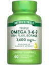 자연의 진실 트리플 오메가 3-6-9 소프트젤 | 3600mg | 60 개 | 물고기, 플럭스, 붕어 오일 | 비 GMO & 글루텐 무료 보충