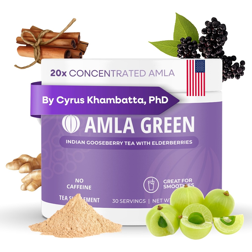 Amla 분말 & Immunity 혼합 Superfood 보충 Elderberry, 20x Ultra Concentrated Amla, Immune 지원, Ginger, Cinnamon, Peppermint, 인도 Gooseberry, Immunity, 30 서빙