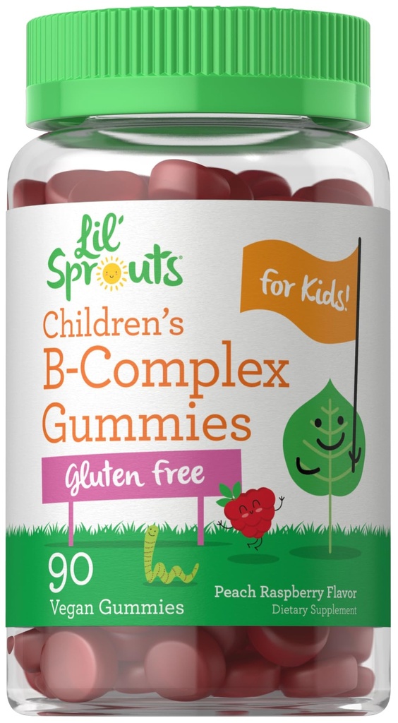 Carlyle Kids B Complex Gummies | 90 개 | 복숭아 라즈베리 맛 | 비 GMO, 글루텐 프리 & 비건 보충 | Lil' Sprouts