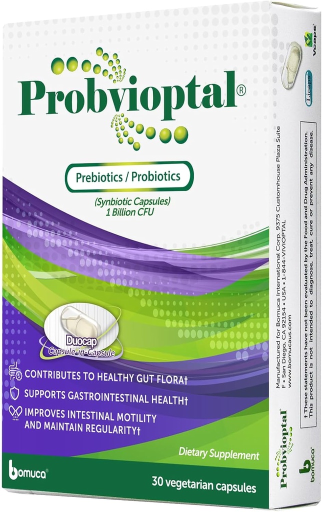 Probvioptal, 30 캡슐, Probiotics & Prebiotics, 듀오캡, 1 억 CFU, 글루텐 무료