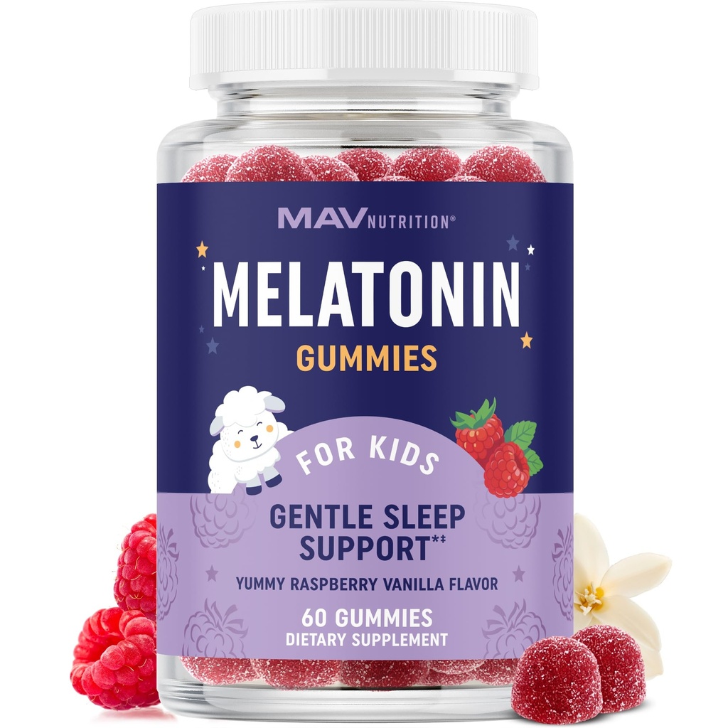 어린이용 멜라토닌 구미 | 0.5mg Per Gummy | 어린이용 Gentle Rest Support for Children Ages 2+ | 어린이용 저소형 휴게소 | Lemon Balm & Chamomile | Non-GMO, 제3자 시험 60ct