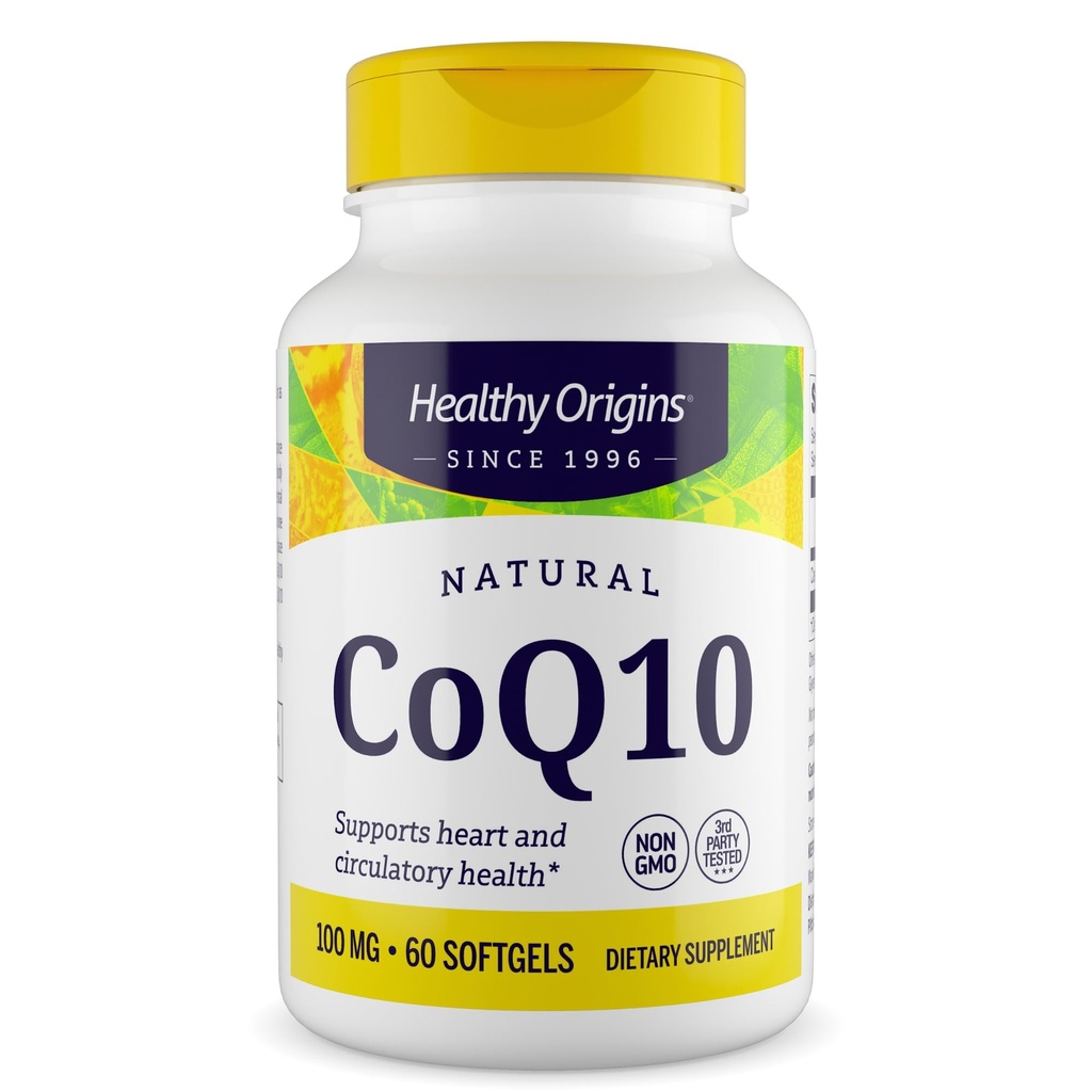 건강한 근원® CoQ10 100 mg – 자연적인 Trans 이체 Ubiquinone – Yeast Fermented, 지원 심장 건강 & 세포 에너지 – 비 GMO 60 Softgels