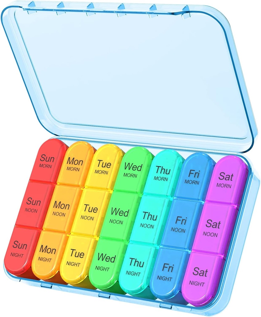 Daviky Pill 주최자 여행, Weekly Pill 주최자 3 시간, Pill Box 7 일, Pill Cases 주최자 7 일, 매일 Pill Box 주최자, 약 주최자는 비타민과 약물을 보유 (블루)
