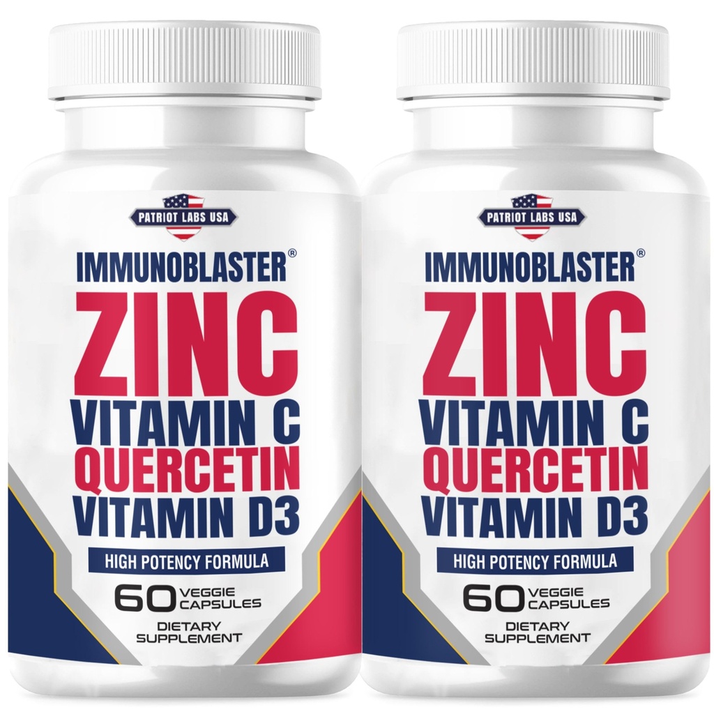 (2 팩) ImmunoBlaster 아연 Quercetin 비타민 D와 C 산화 방지제 Immune 지원 남자와 여자를 위한 높은 Potency Quercetin 아연 보충교재 - 글루텐, 콩, & 낙농장 자유로운 - 120 조사 (트윈 팩)