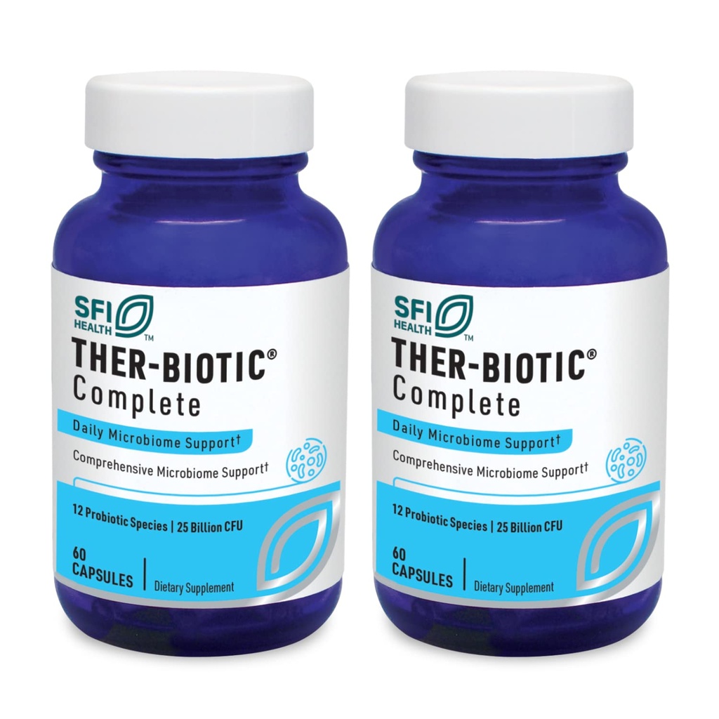 Klaire Labs SFI 건강 Ther-Biotic Complete - 여성 및 남성을위한 Hypoallergenic Probiotics - 산성 안정 Probiotic 보충 - 면역 및 소화 건강을위한 12 종 - 25 억 CFU (2 팩)