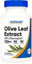 Nutricost 올리브 잎 추출물 (20% Oleuropein) 750 MG, 90 캡슐 - 비 GMO, 글루텐 무료