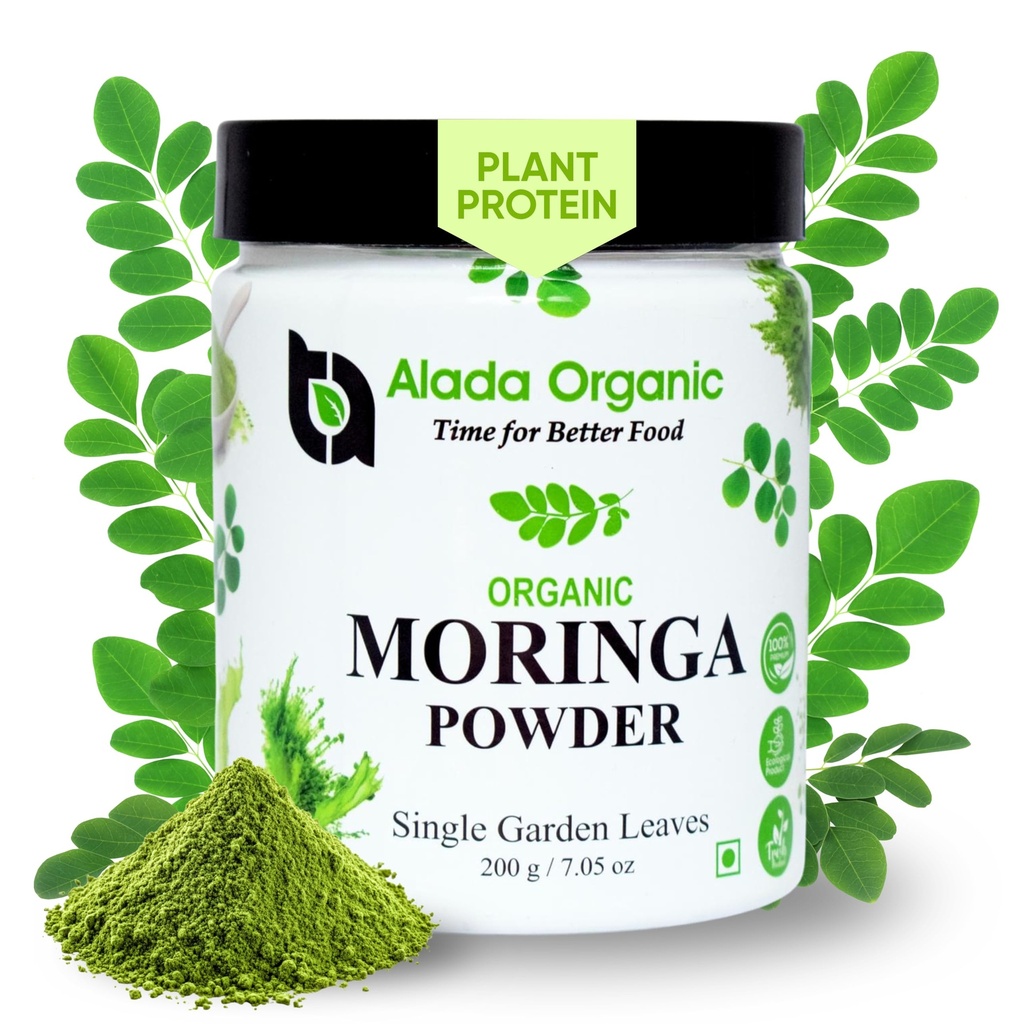 Moringa 분말 유기 인증 Moringa 잎 분말, Moringa Oleifera - 항 산화제 및 면역 비타민, Moringa 차를위한 슈퍼 푸드, Moringa 음료, 인도 성장, Vegan -7.05 OZ