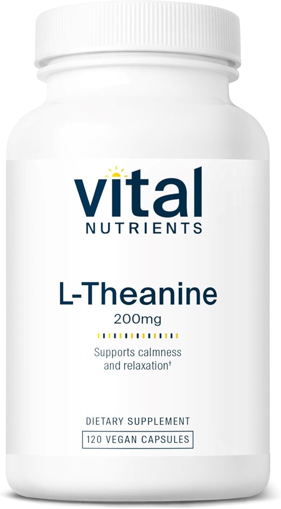 Vital Nutrients L-Theanine 200mg | Vegan Supplement | L Theanine Supplement는 정상적인 스트레스 수준 및인지 기능 * | 글루텐, 낙농장 및 간결 무료 | 120 캡슐을 지원합니다
