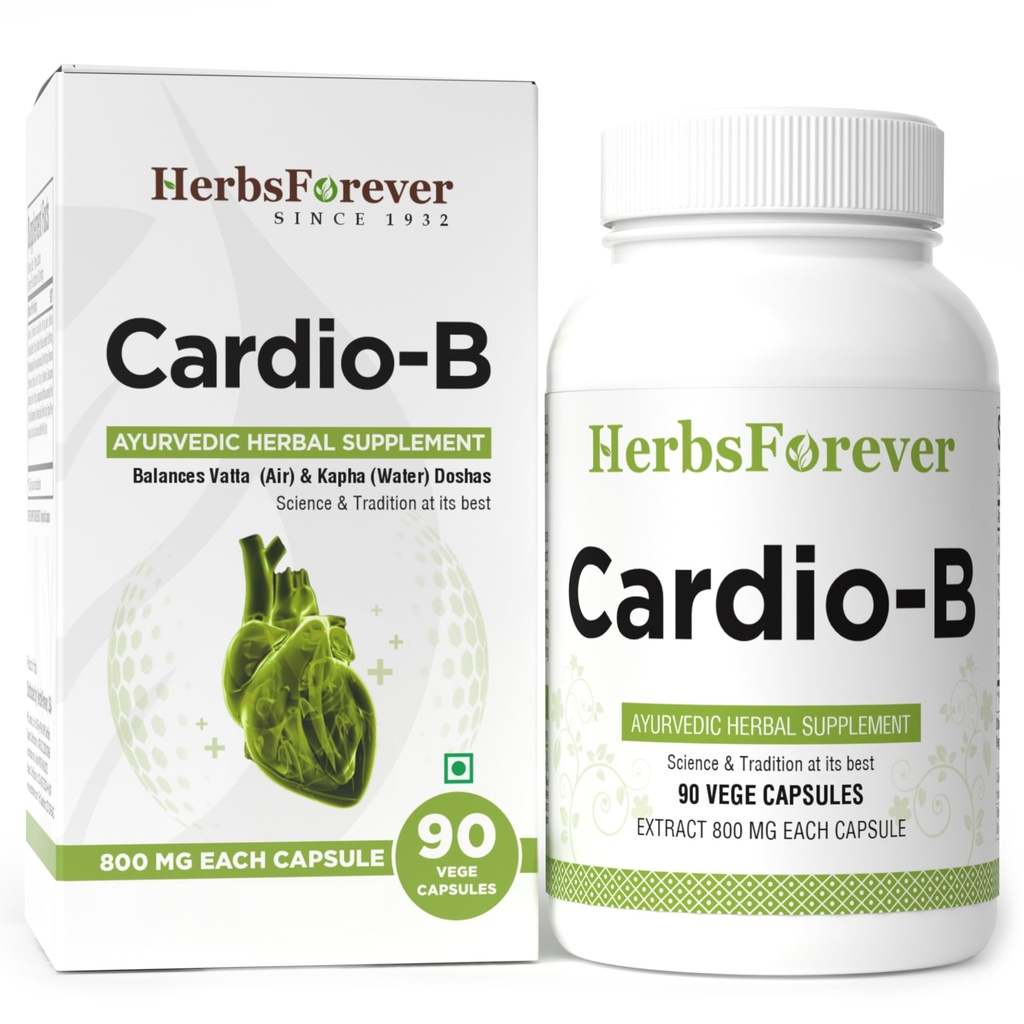 Herbsforever Cardio-B Ayurvedic 초본 보충교재 90 Vege 캡슐 800 Mg 각각