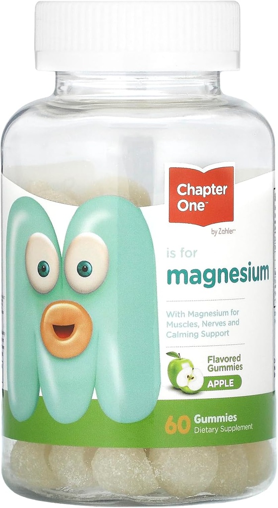 장 어린이 & 성인을위한 하나의 마그네슘 Gummies - 천연 Calm Gummies - Calm Magnesium Citrate - 어린이 및 성인을위한 뼈 및 근육 기능 보조 식품 - Mood Support, Kosher Apple 풍미 (60)