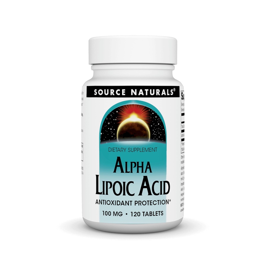 Source Naturals Alpha Lipoic Acid는 건강한 설탕 대사, 간기능 및 에너지 발생* - 100 mg - 120 정제를 지원합니다
