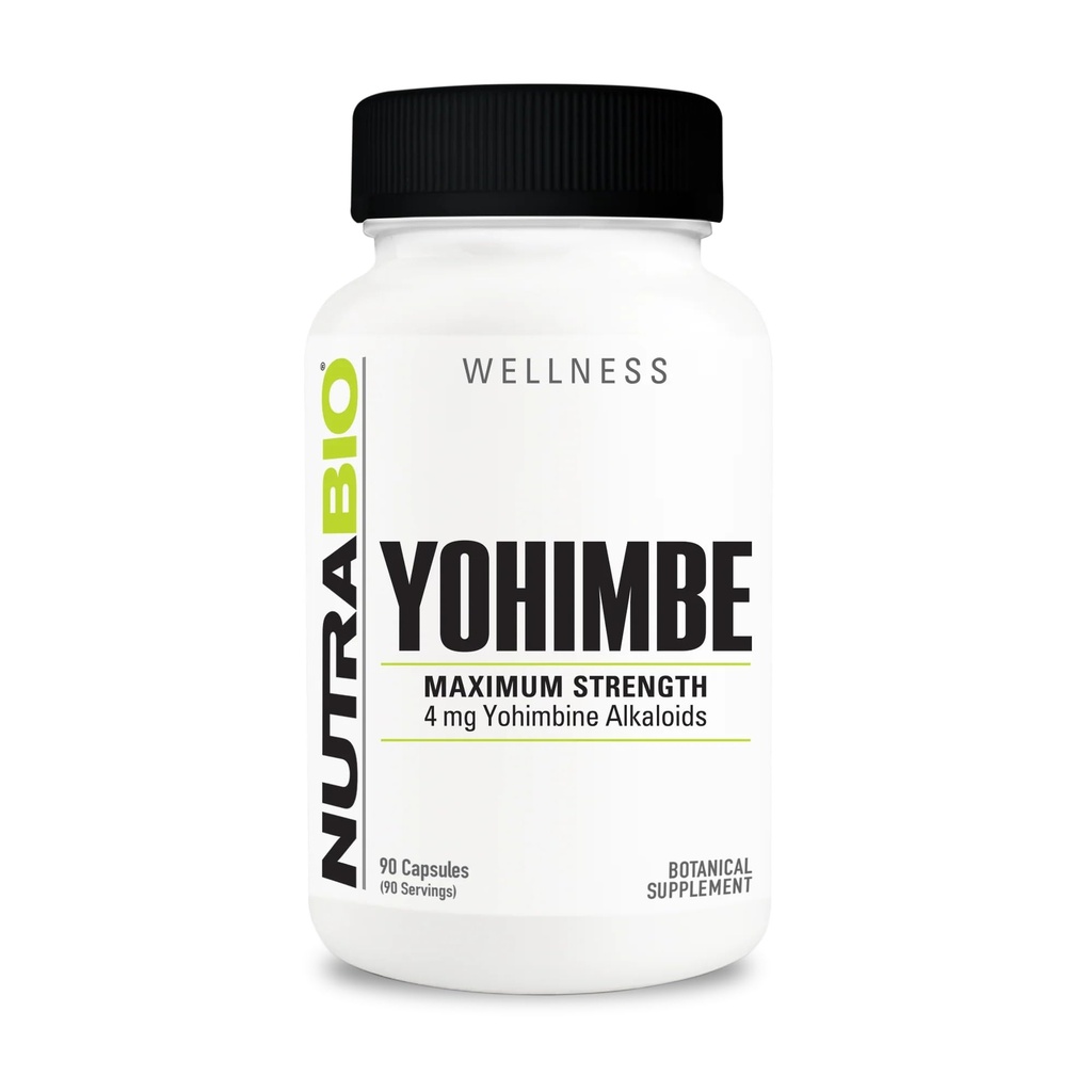 NutraBio Yohimbe Bark 추출물은 남자와 여자, 4mg, 90 식물성 캡슐을 보충합니다
