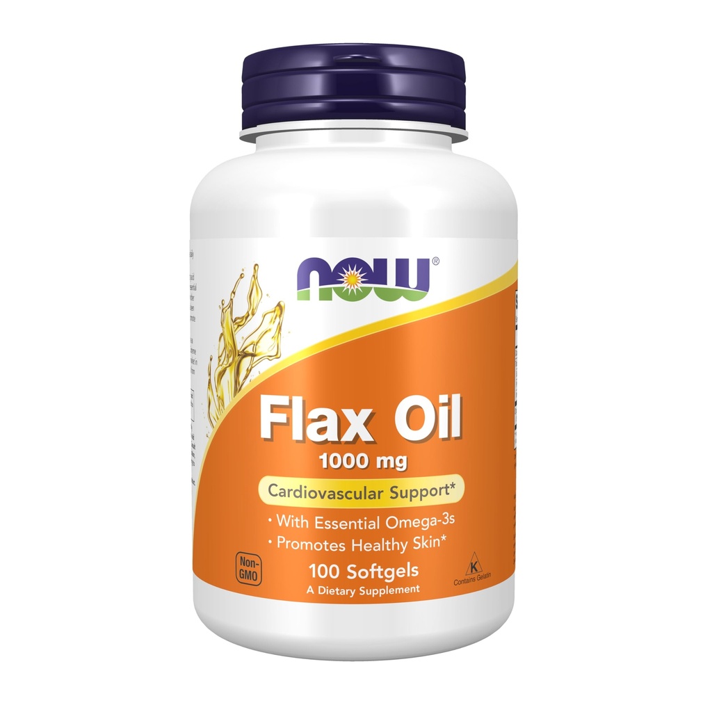NOW 식품 보충제, Flax 오일 1,000 mg 유기농 Flax 오일, 심혈관 지원 *, 100 Softgels로 만든