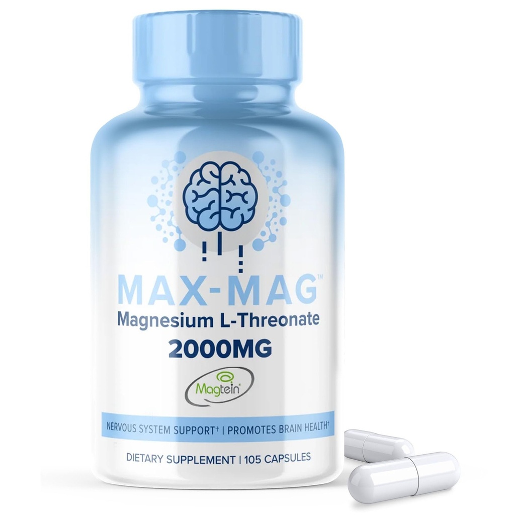 Max-Mag 마그네슘 L-Threonate 보충교재 - 미국 - 잠을 위한 비타민 D3와 K2를 가진 Magtein 2000mg 복합체, 계류 & 뇌 마그네슘 L 위협 캡슐 영양에 넣기 MaxLife Naturals