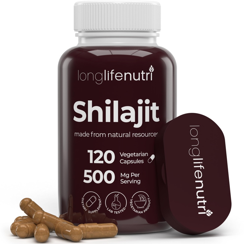 Shilajit 순수 Himalayan 추출 500 mg 15% Fulvic 산 500 mg - 120 채식 캡슐, 4 개월 공급, 활력 및 정신 명확성에 대 한 유기 보충, 미국에서 만든, 글루텐 무료, 비 GMO