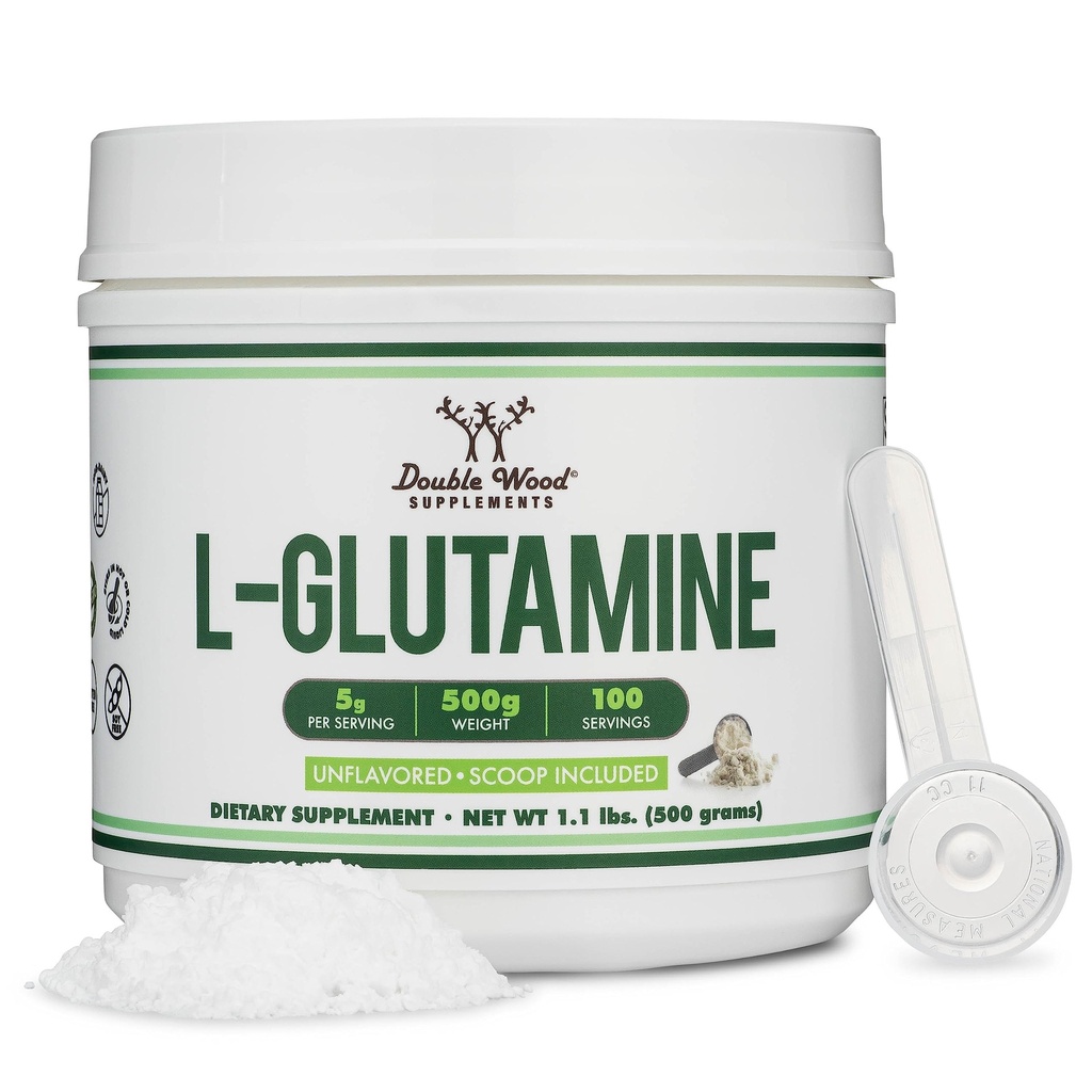 L 글루타민 분말 1.1lbs (100 5개 그램의 서빙 각각 - 제3자 시험된 L 글루타민 분말) Unflavored, Keto, Vegan 친절한 (스코프에) 운동 내구시간과 두 배 나무에 의하여 Gut 건강