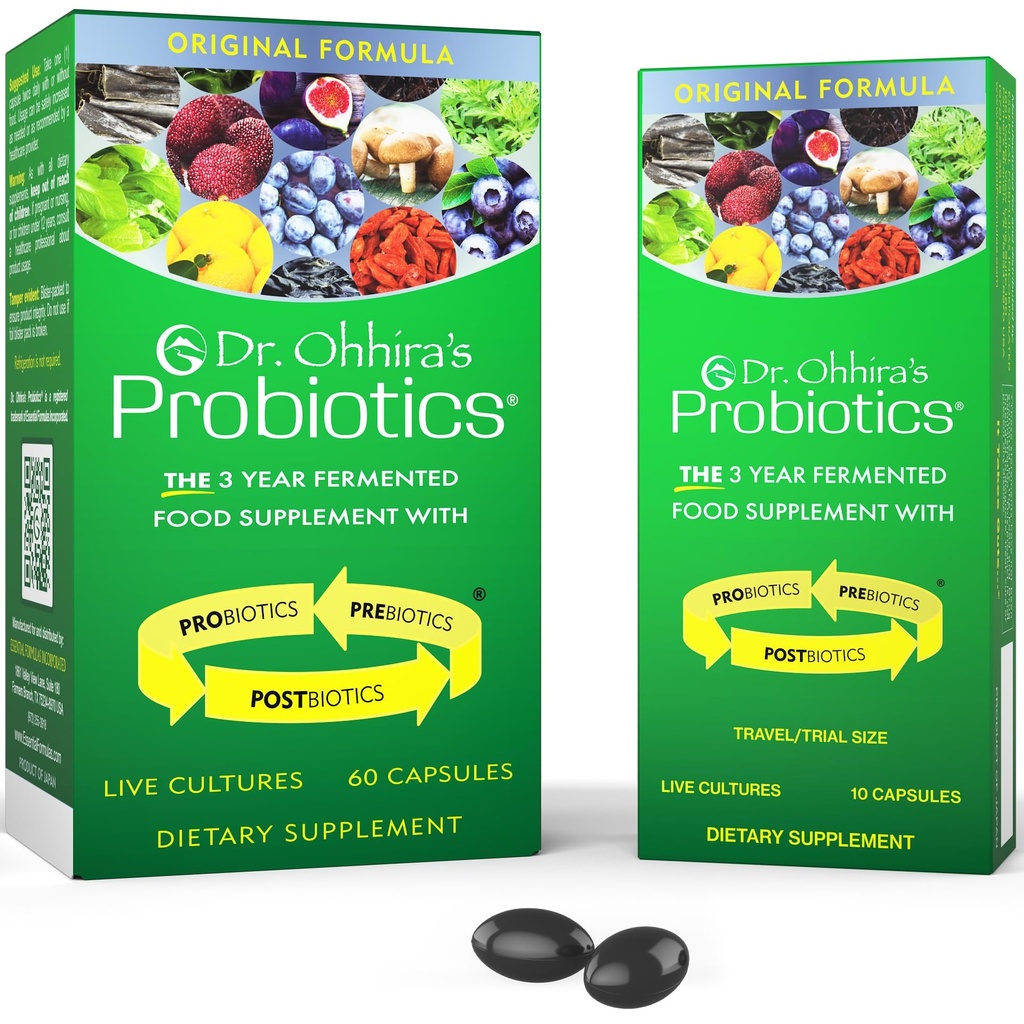 Ohhira의 Probiotics, Original Formula, 60 Caps with Bonus 10 캡슐 여행 팩 - 13 Probiotic Strains with Prebiotics and Postbiotics
