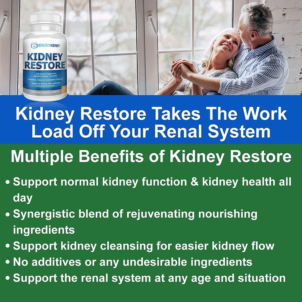 Kidney Cleanse Detox & Repair - Kidney Health Expert Living w/Transplant의 공식화 - 미국 Kidneys Support Supplement, Detox & Flush - Renal Vitamins 120 캡슐
