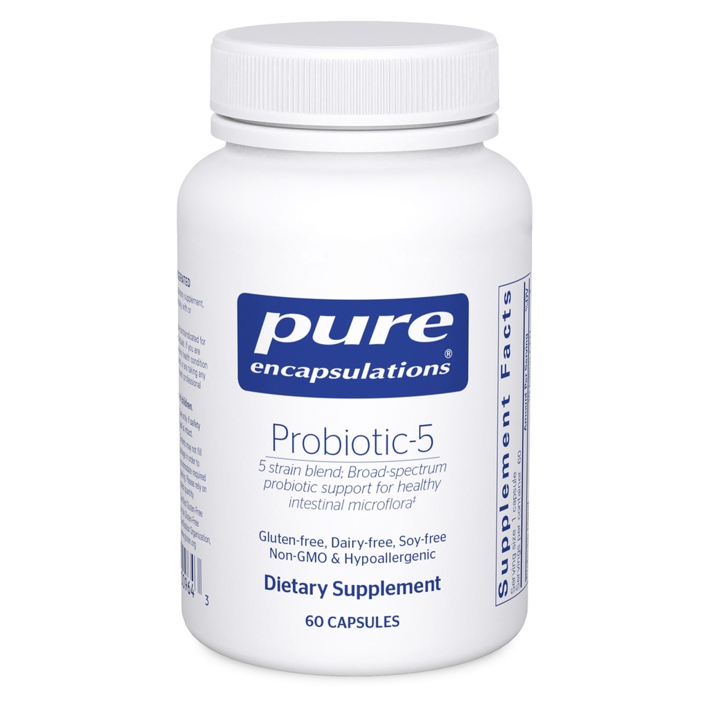 Pure Encapsulations Probiotic-5 | 이마네와 위장 건강 지원을위한 낙농장 및 간장 무료 프로바이오틱 혼합 | 60 캡슐