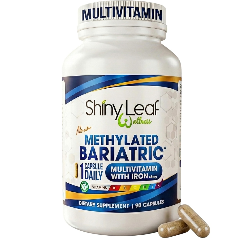 철을 가진 빛나는 잎 Bariatric Multivitamin - 위장 우회, 소매 Gastrectomy, Roux-en-Y, Duodenal 스위치 - 22 비타민 & 무기물, ASMBS 고분고분한, 채식주의자, 미국, GMP, 90 Ct에서 만드는.