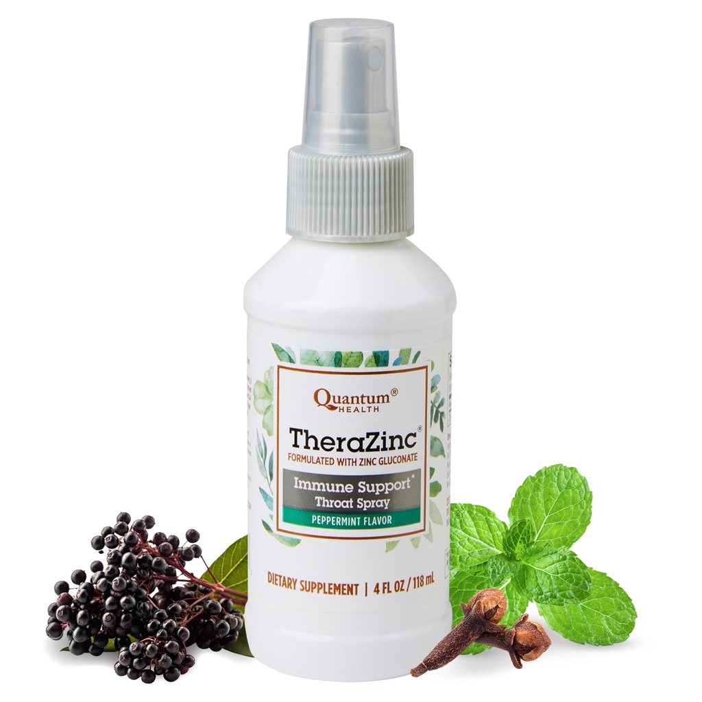 Quantum 건강 TheraZinc 구두 살포, 성인과 아이를 위한 아연 면역 지원은, 소결 액체 아연 살포, 4 Oz에 있는 스로트 기복을 제공합니다.
