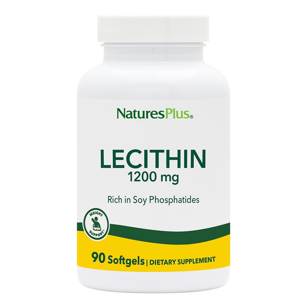NaturesPlus Lecithin - 1200 mg, 90 Softgels - Soy Phosphatides의 풍부한 - 글루텐 무료 - 90 서빙