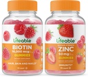 Lifeable Biotin + 아연 50mg, Gummies 번들 - 훌륭한 타스팅, 비타민 보충, 글루텐 무료, GMO 무료, Chewable