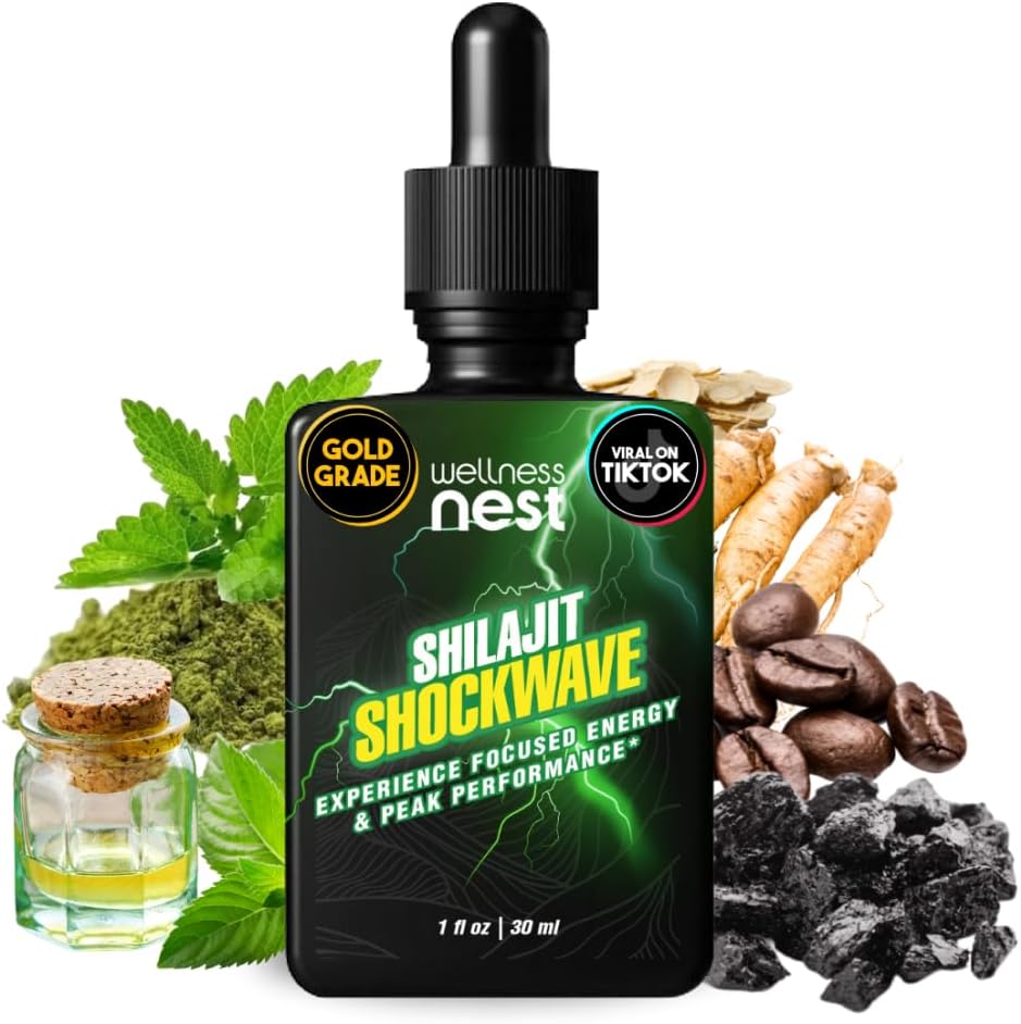 웰빙 둥지 Shilajit 충격파 드롭 : 에너지 드롭, 초점 드롭 - 천연 Tulsi, Panax Ginseng, Peppermint, Japanmint Supercharge Your Day - 30 서빙
