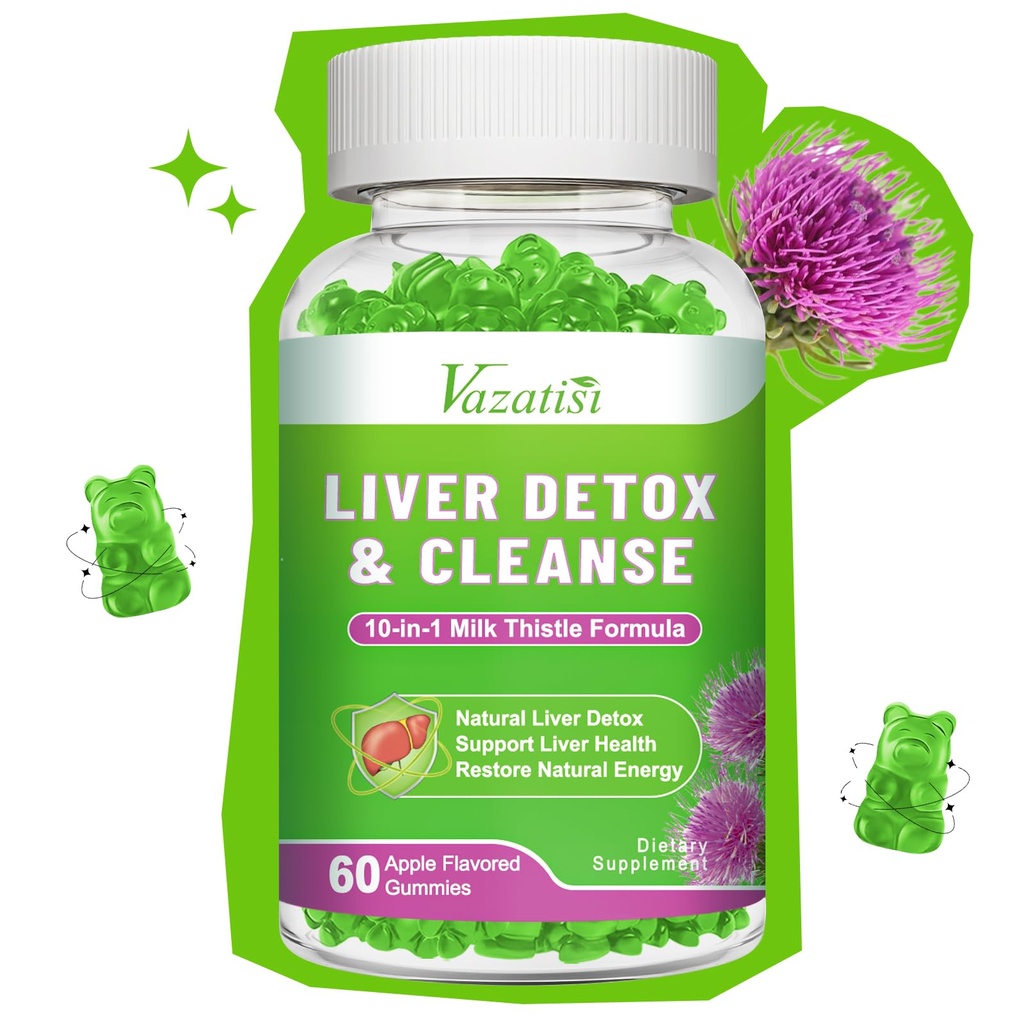 성인 아이를 위한 우유 이틀 Gummies. Liver Cleanse Detox Repair Gummies, 우유 이틀 추출물은 간결한 산화 방지제, 60ct Apple 풍미를 보충합니다