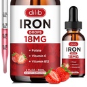 여성을 위한 액체 철 보충교재 & 남자 철 하락 철은 Folate, 비타민 C, 빨간 혈액 세포 지원을 위한 B12, 2개 Fl Oz를 가진 빈혈을 위한 보충합니다