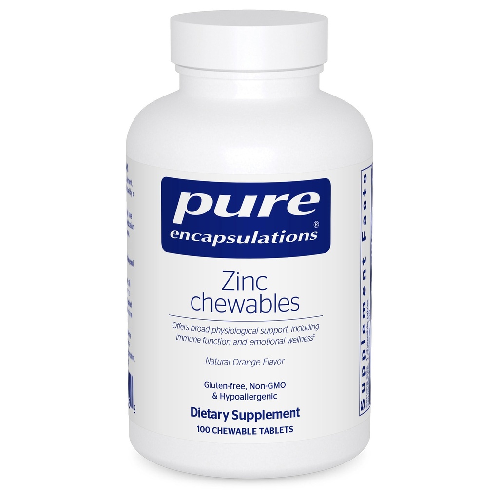 Pure Encapsulations Zinc Chewables | 면역 체계 지원, 성장 및 개발 및 부상 치유를위한 보충 | 100 Chewable Tablets | 자연적인 오렌지 풍미