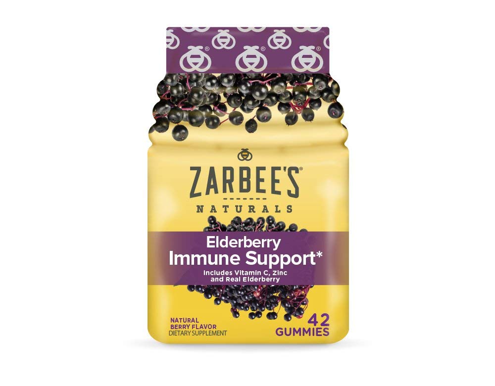 Zarbee의 성인 Elderberry 면역 지원 Gummies, 베리 42ct