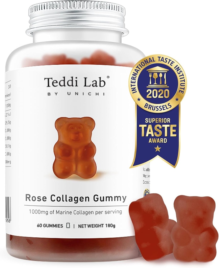 Unichi 로즈 교원질 거미, 1000mg 높은 볼륨 해양 콜라겐 거미 보충 여자 Collagen 펩타이드, 로즈 애완 동물, Acerola 체리, 로즈힙, 60 카운트