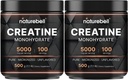 NatureBell 2 팩 크레아틴 Monohydrate 분말 500g, 서빙 당 5,000mg | Micronized, Pure & Unflavored | 사전 운동 근육 지원 | 케토, 비건, 필러 프리 | 200 서빙 (2.2 lb)