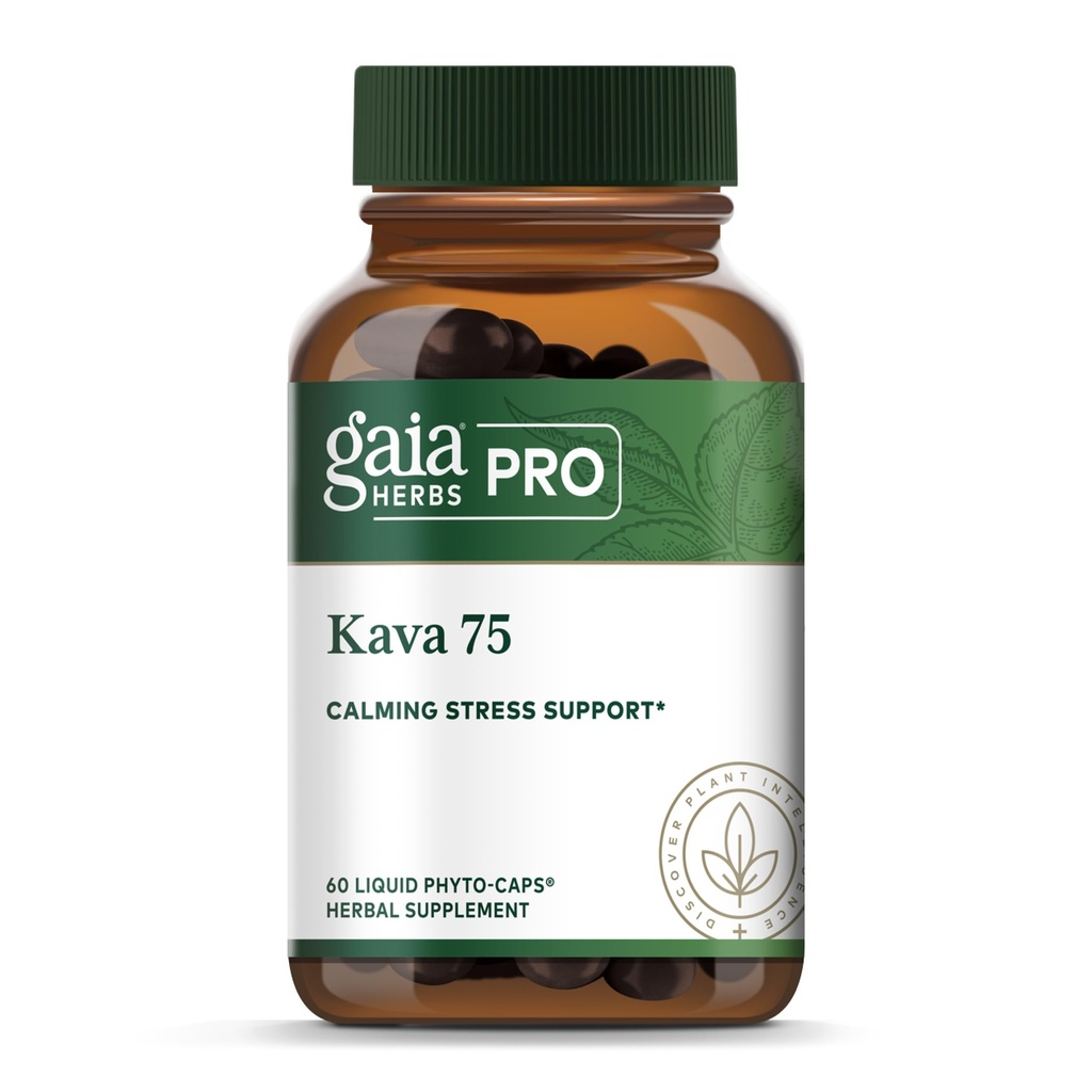 Gaia Herbs PRO Kava 75 - 스트레스 지원 보충 - Calm & Relaxation의 향 - 60 액체 Phyto-Caps