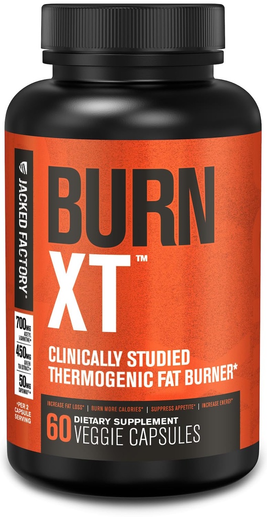 Jacked Factory Burn-XT Clinically Studied Fat Burner & 체중 감소 보충교재 - 아세틸 L 카르니틴, 녹차 추출물 및 더 많은 것을 가진 Appetite Suppressant & 에너지 부스터 - - 60 자연적인 규정식 환약