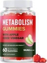Apple Cider Vinegar의 대사 구미 | Energy, Digestion & Lean Body Mass Support | Apple Cider Vinegar Gummies with the Mother, B12 & Folate | 여성용 대사 지원 | 60 Ct.
