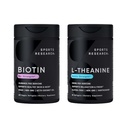 요가 기름을 가진 스포츠 연구 Vegan Biotin 10,000mcg 최대 힘 비타민 B7 120 Softgels (4 달 공급)와 초점, Relaxation & Alertness 200mg 60 조사를 위한 두 배 힘 L-Theanine 보충교재