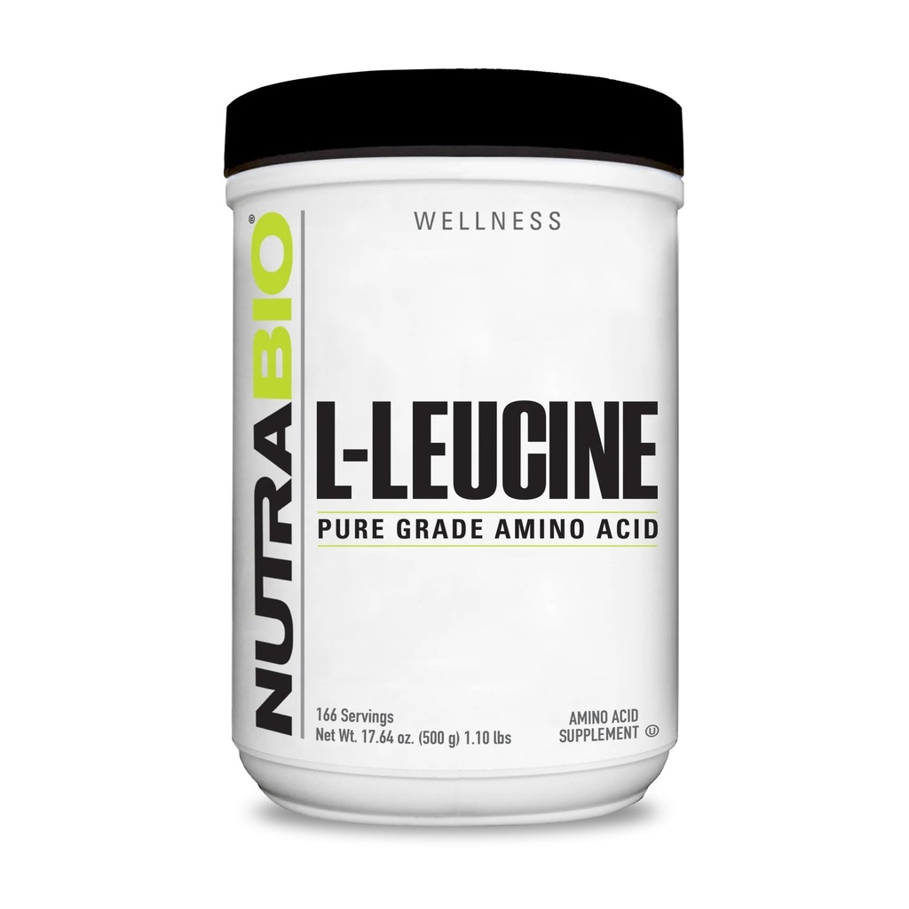 NutraBio 100 % 순수 L 루신 - 근육 회복 및 지원 - 자연적으로 발효 무료 양식 아미노산 - Vegan, Non-GMO, 글루텐 무료 - (500 그램)