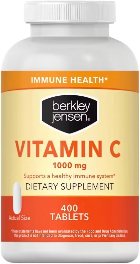 berkley jensen 1000 mg 비타민 C 보충교재 (400의 정제), 남자와 여자를 위한 여분 힘 매일 면역성 방위 지원, 설탕과 글루텐 자유로운 아스코르브산, 순수한