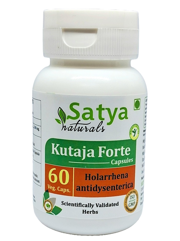 Kutaja Forte 캡슐 500 mg. 60 Veg. 캡슐 | Kutaja (Holarrhena Antidysenterica) 남성과 여성에 대 한 캡슐을 추출 | Ayurvedic 초본 보충/약 | 10:1 Forte (1 병 60 캡슐)