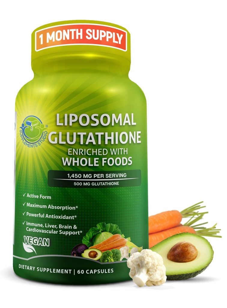 Liposomal Glutathione 500mg - 최대 흡수를 위한 활동적인 모양 L 글루타티온 (Reduced) - 유기 전체적인 음식으로 만드는 - 주된 산화 방지제 & Detoxifier - 면역성 & 심장 혈관 지원 - 60 조사