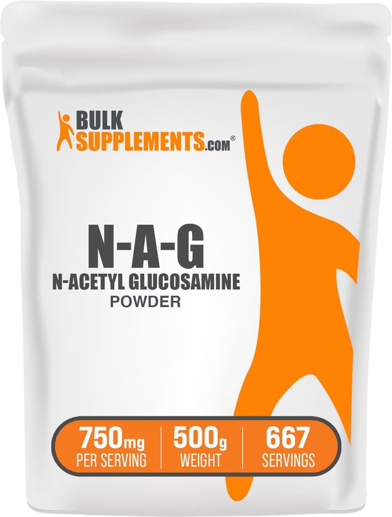 BulkSupplements.com N-Acetyl 글루코사민 분말 - NAG 분말, 글루코사민 750mg, 영양 보충 - 글루텐 무료, 봉사 당 750mg, 500g (1.1 파운드) (팩 1)