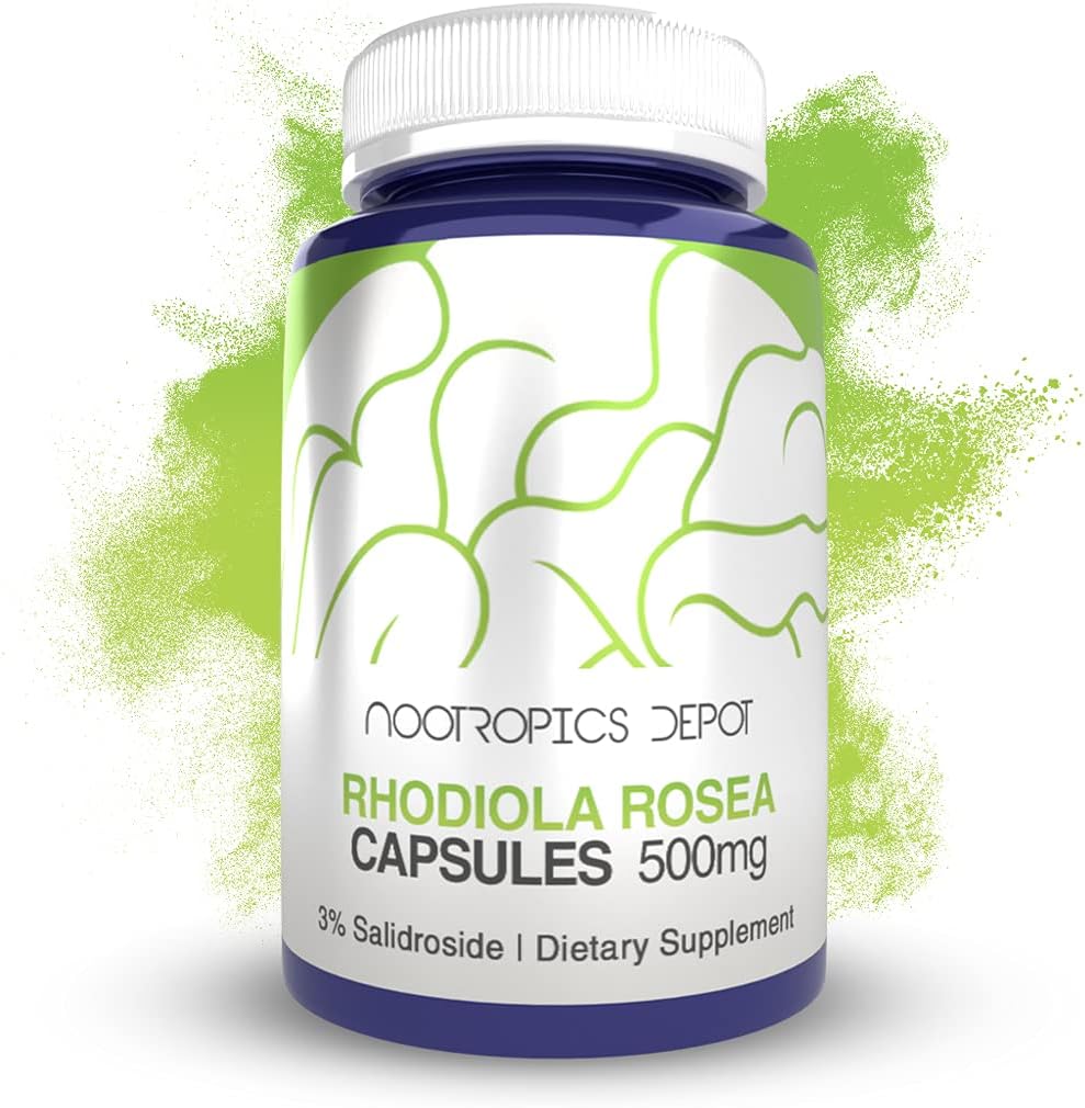 Rhodiola Rosea 캡슐 | 500mg | 3% Salidroside | 120 Count | Adaptogen Herb | Ayurvedic Supplement | 건강한 스트레스 수준 지원 | 뇌 건강 증진