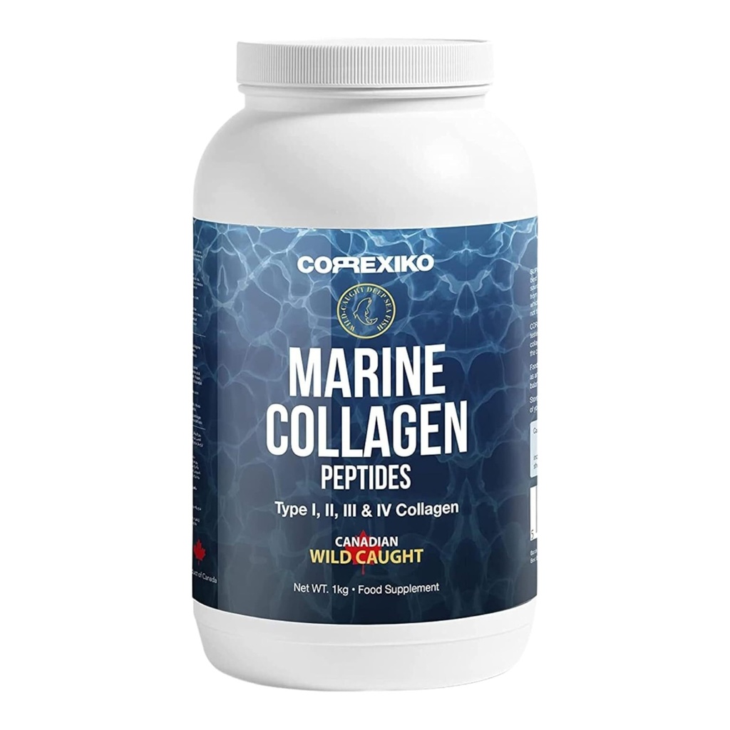 Hydrolyzed Marine Collagen Peptides Powder. 캐나다 야생 잡한 물고기 피부 (Not Scale)-Colageno Hidrolizado en Polvo-Vital Protein Supplement for Skin, 머리, 관절 및 소화, 해양 분말 (1kg)