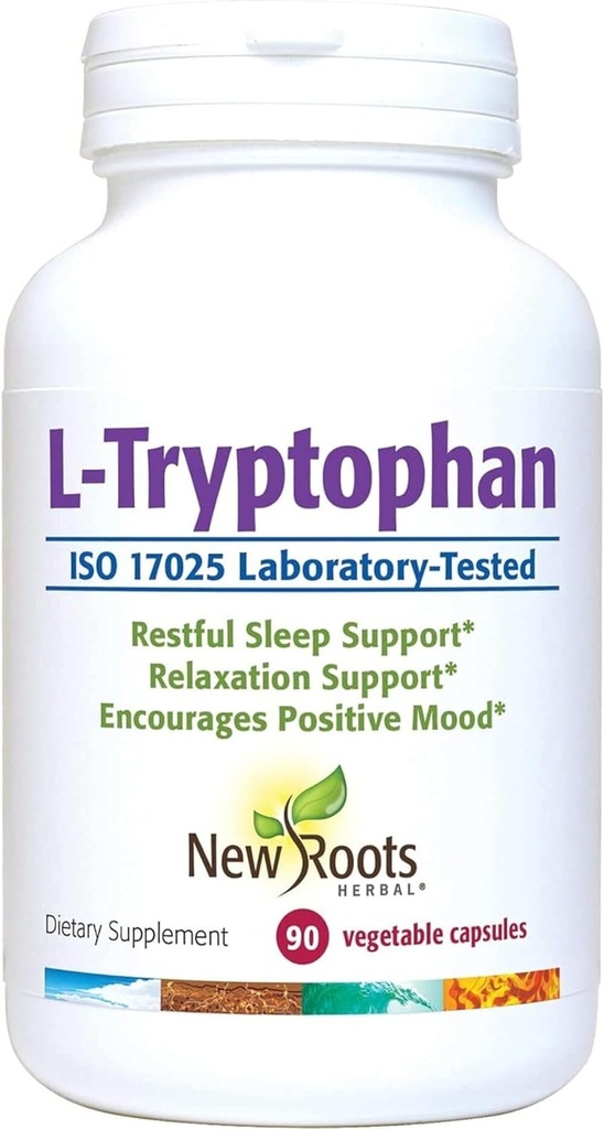 새로운 ROOTS HERBAL L-Tryptophan 수면 용 보충 (90 캡슐) 220mg, 건강한 수면을위한 초본 보충, 계류 및 스트레스 응답 지원 - 글루텐 프리, 비 GMO