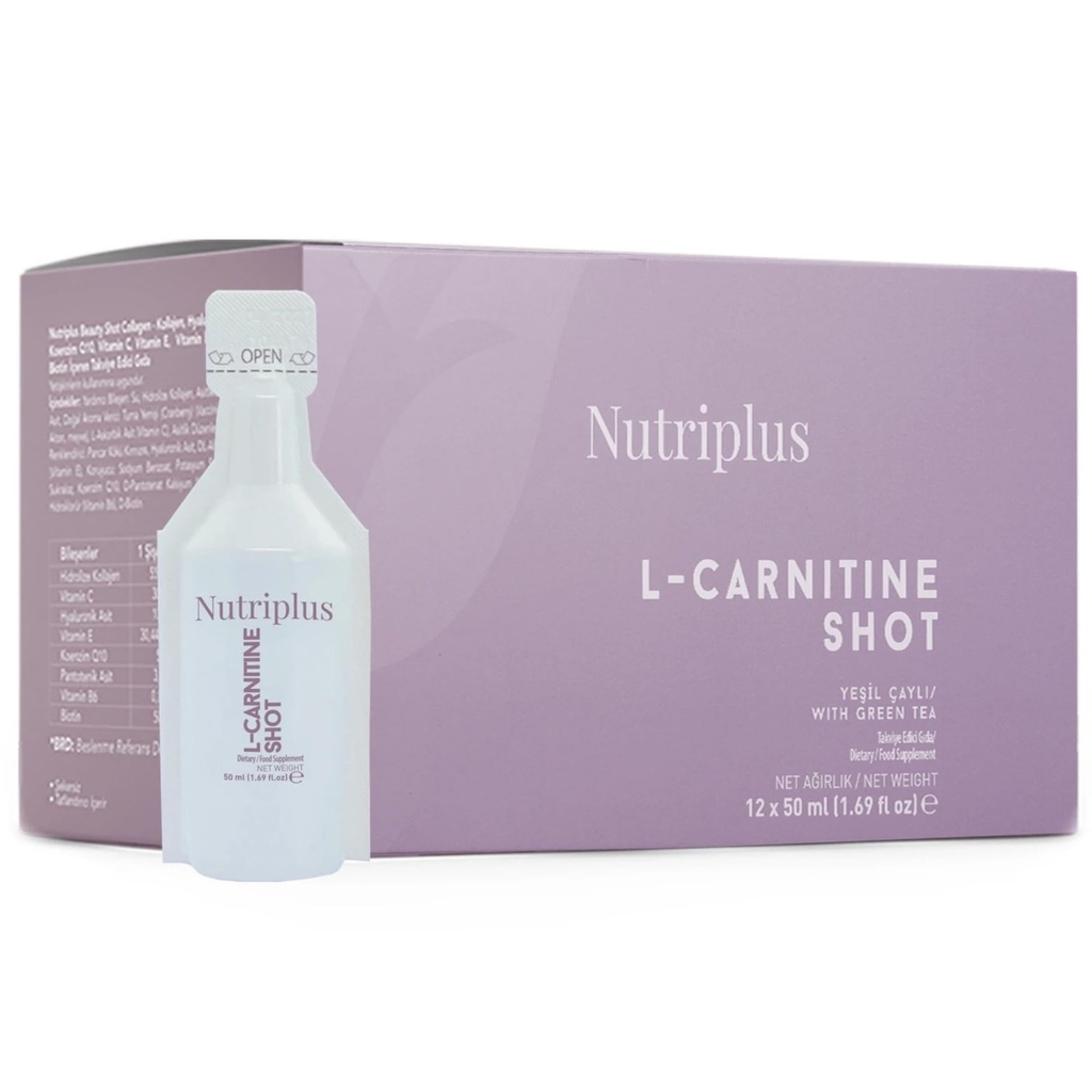 FARMASi Nutriplus Portioned Drink - L-Carnitine, 50ml (12 개) - 에너지 지원, Metabolism Boost, 강화 Endurance, 매일 음료, 보충제
