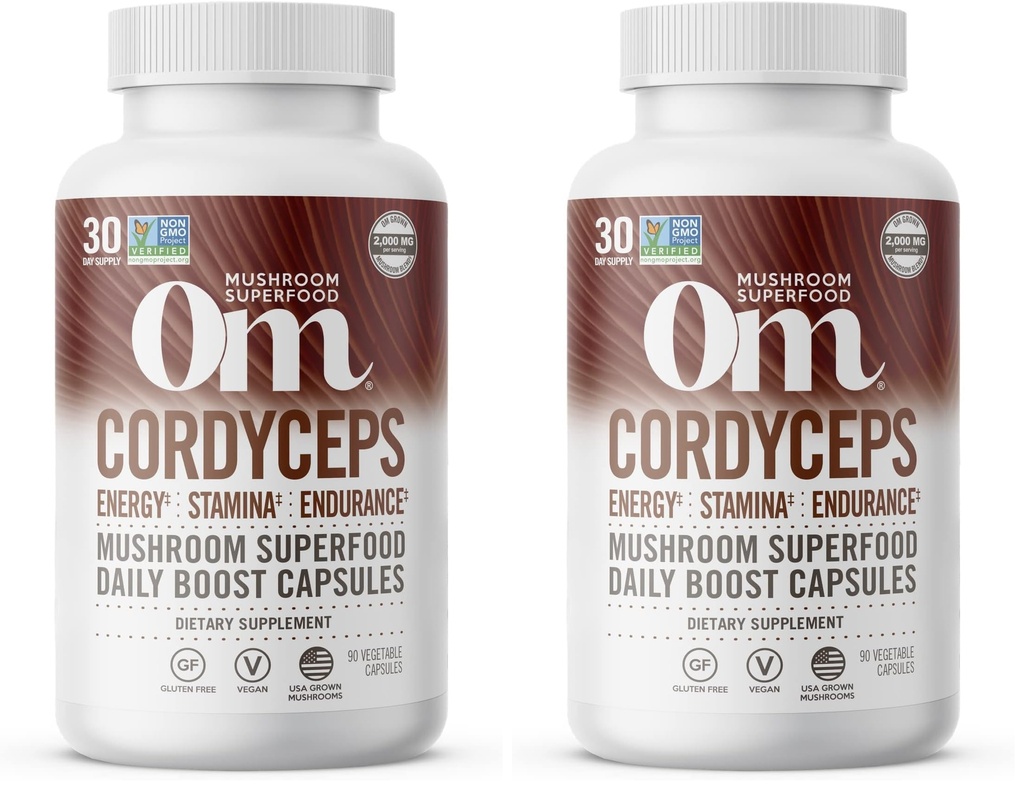 Om 버섯 Superfood Cordyceps 버섯 캡슐 Superfood 보충교재, 90 조사, 30 일, 에너지, 힘, stamina 및 내구시간 지원, 스포츠 성과를 위한 Superfood 보충교재 (2의 포장)