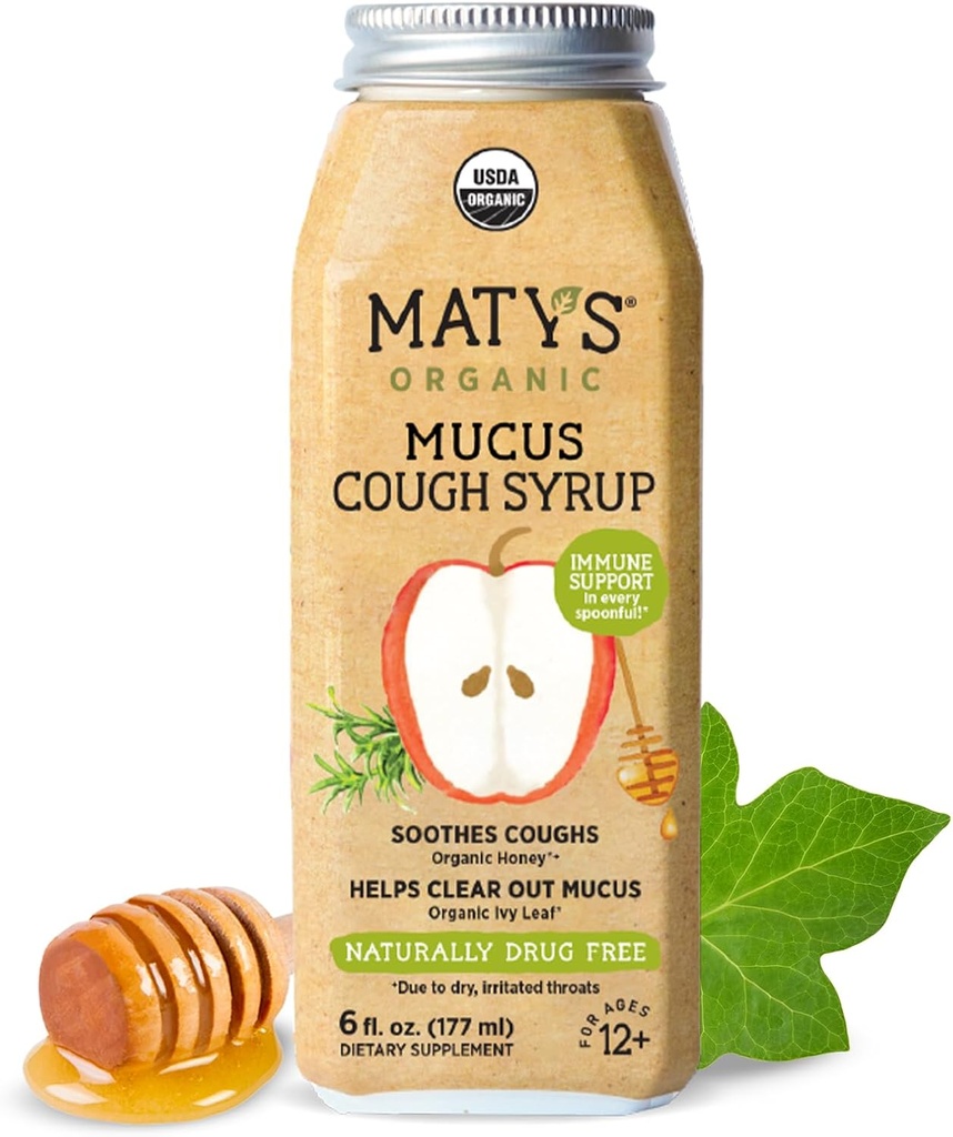 Matys 성인 Mucus Cough Syrup 성인 & 어린이 12 년 & 업, 유기 재료 및 아연, 6 Fl Oz와 Soothing Relief Ivy